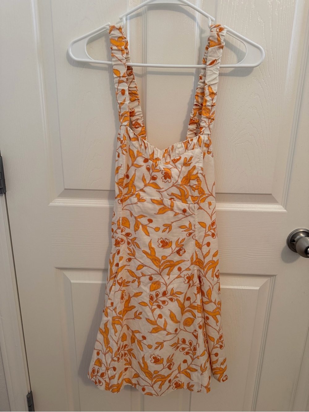 Maeve by Anthropologie Cream Mini Dress with Orange Floral Print ~ Size Small